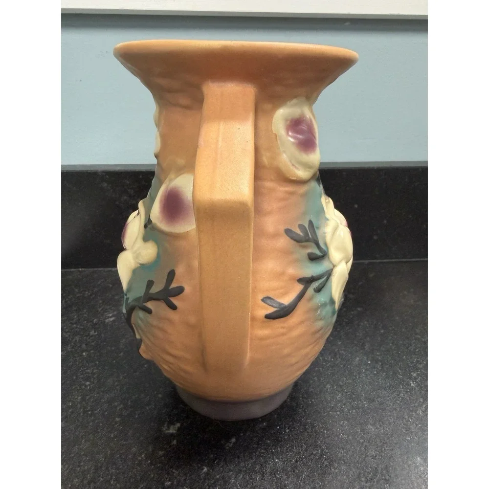 Roseville Pottery Magnolia Double‎ Handle Vase 90-7 Art Pottery Reproduction